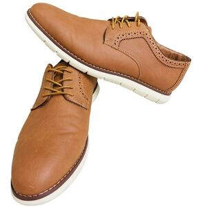 Ashford Hayes Men’s Dress Casual Oxford Shoes Tan Brown Leather Look Size 12